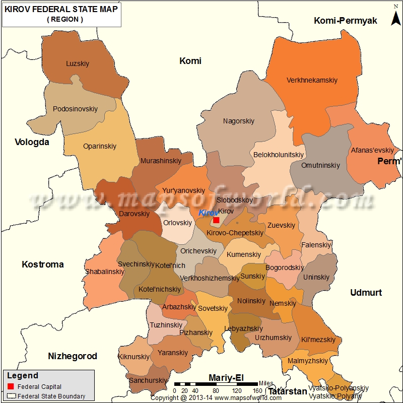 Kirov Russland Karte Kirov Map, Oblast of Kirov, Russia