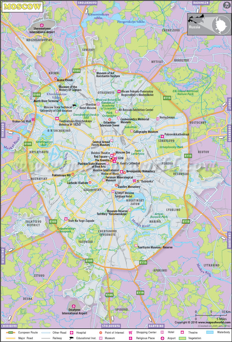 Moscow Map City Map of Moscow, Russia