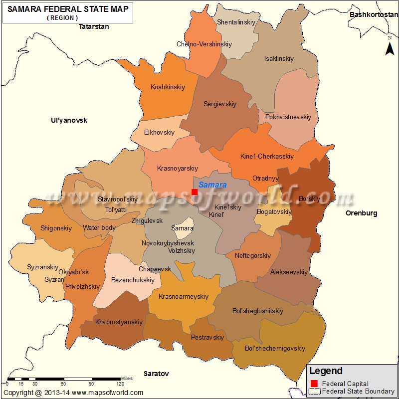 Samara Karta Samara Oblast Map, Oblast of Samara, Russia