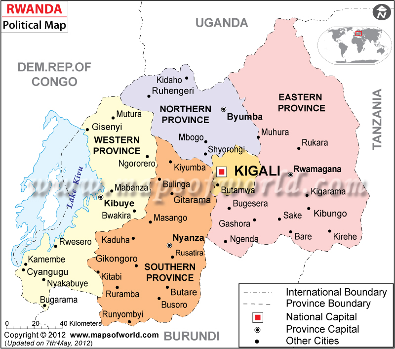 Political Map of Rwanda Rwanda Provinces Map