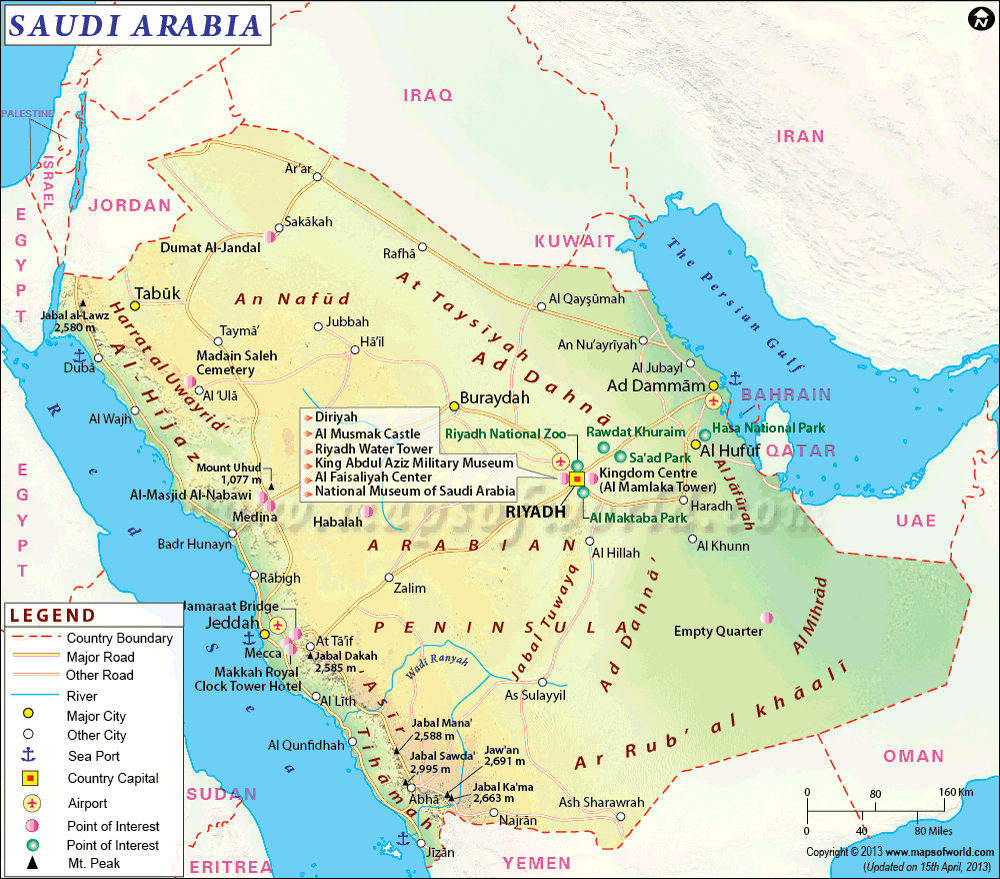 Saudi Arabia Map, Map of Saudi Arabia
