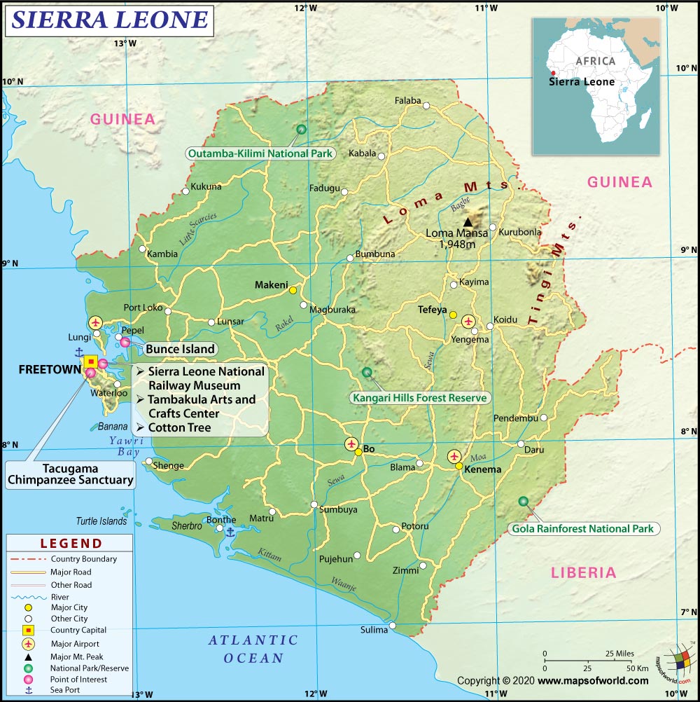Map of Sierra Leone, Sierra Leone Map