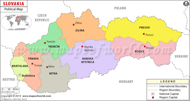 Political Map of Slovakia