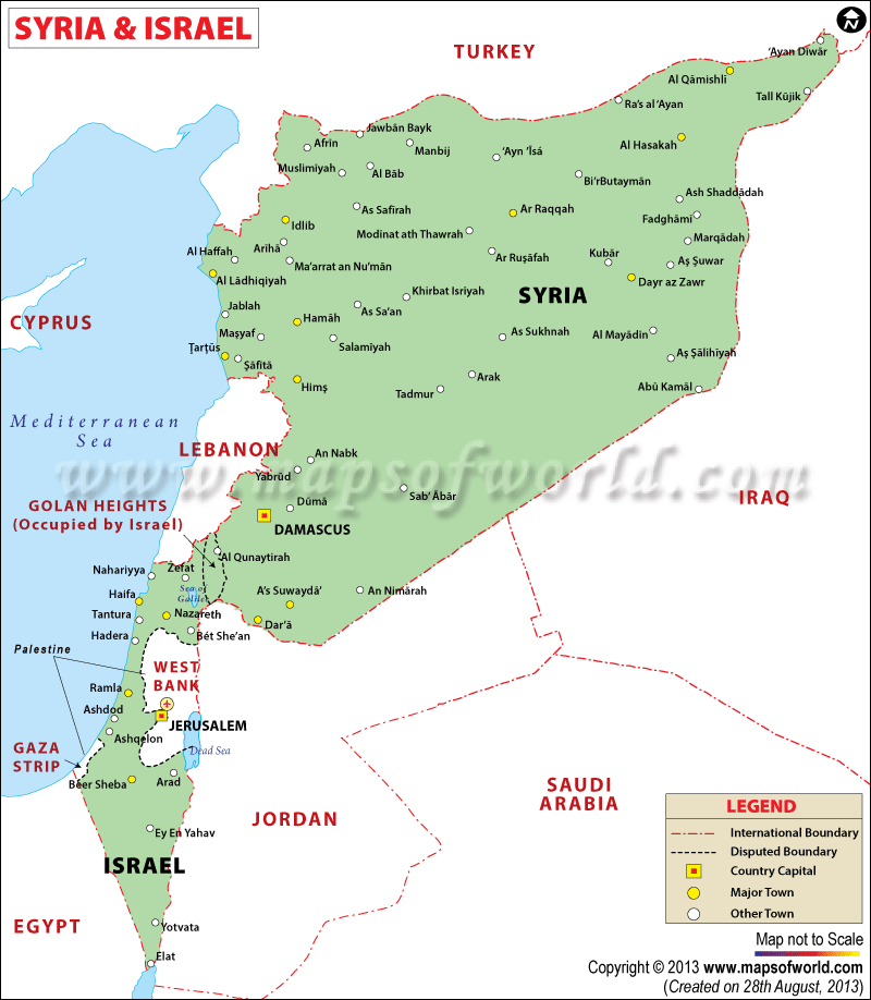 Map of Syria and Israel