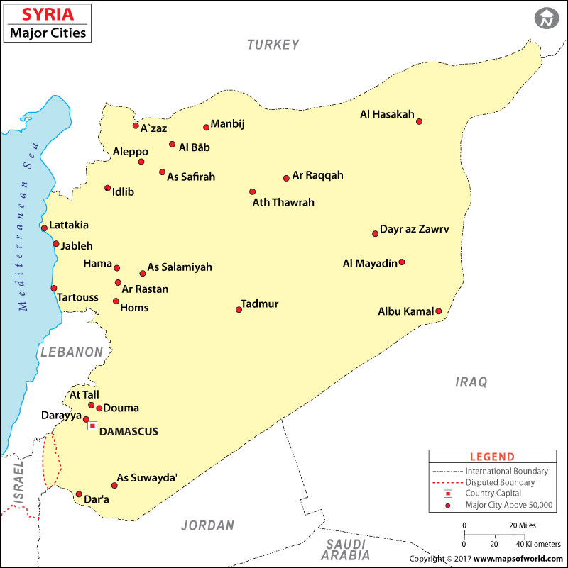 Cities in Syria Syria Cities Map
