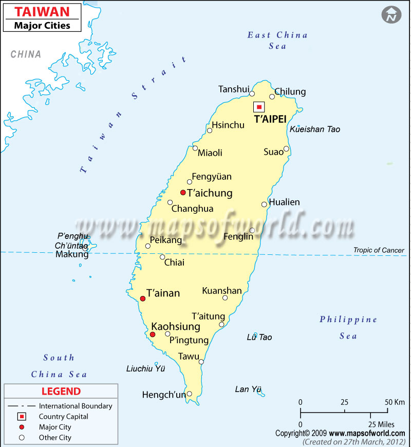 Taiwan Cities Map, Major Cities in Taiwan