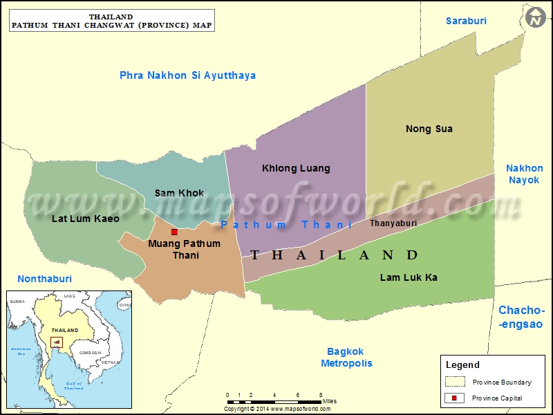 Pathum Thani Map Map of Pathum Thani Province, Thailand