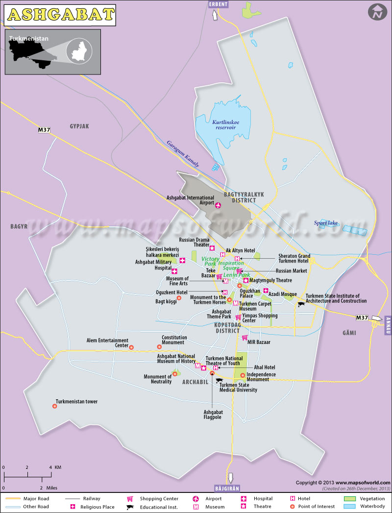 Asia Map Capital Ashkabat Ashgabat Map Map of Ashgabat City, Turkmenistan