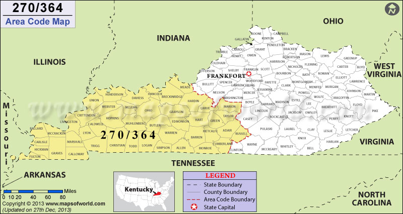 Kentucky Area Code Map 364 Area Code Map, Where is 364 Area Code in Kentucky