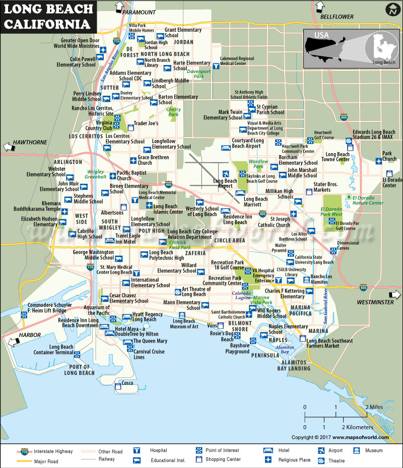Map Of Cal State Long Beach Long Beach California Map Topographic Map of Usa with States