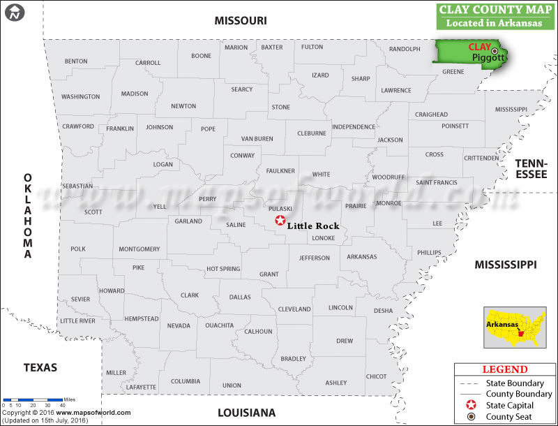 Clay County Map, Arkansas