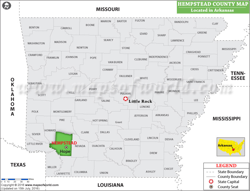 Hempstead County Map, Arkansas