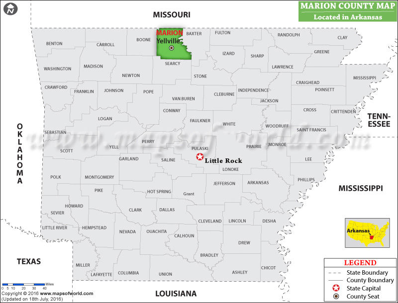 Marion County Map, Arkansas