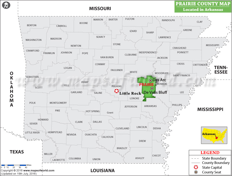 Prairie County Map, Arkansas