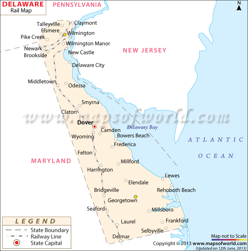 Delaware Railroad Map Train Routes in Delaware