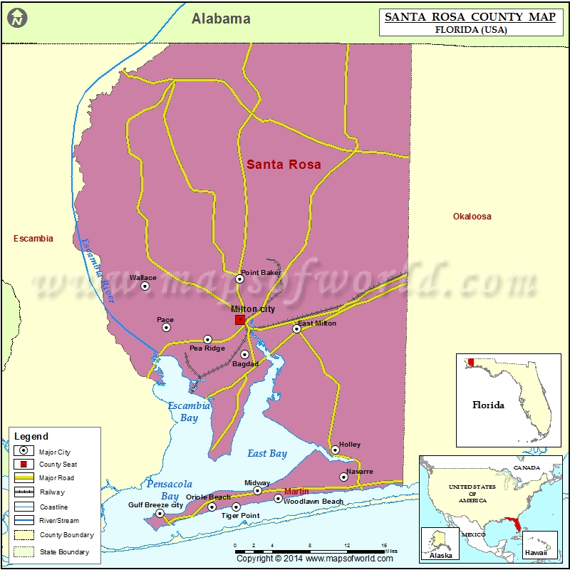 Santa rosa County Map, Florida