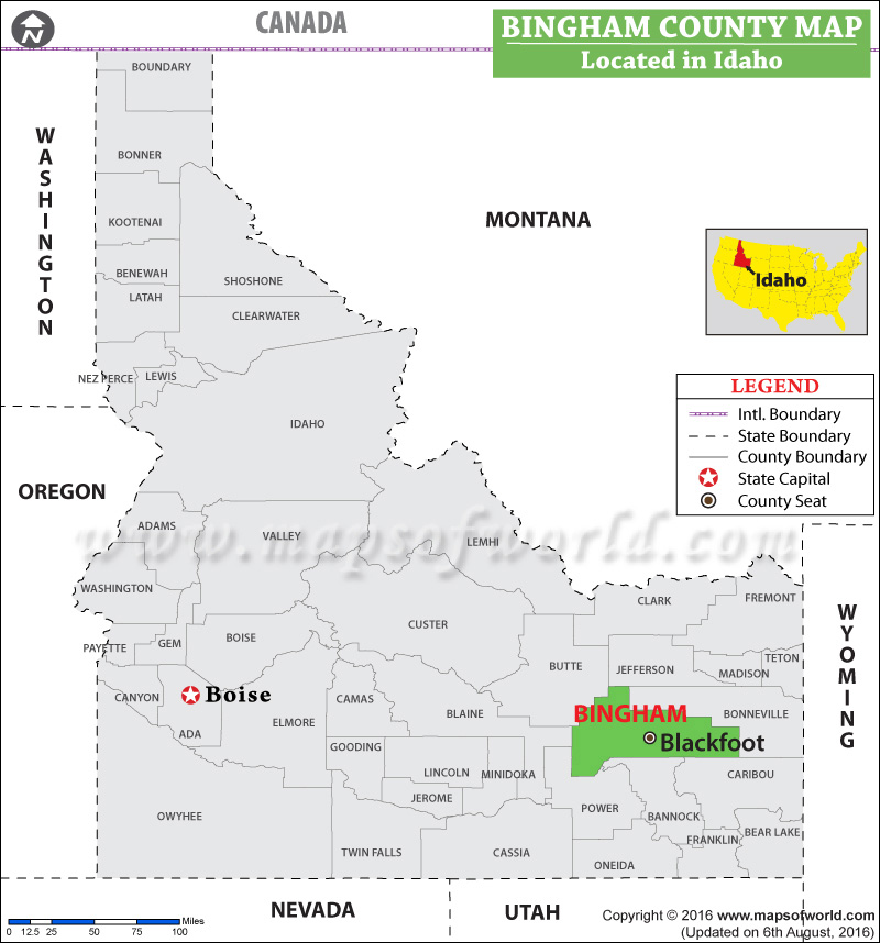 Bingham County Map, Idaho