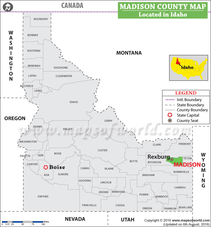 Madison County Map, Idaho