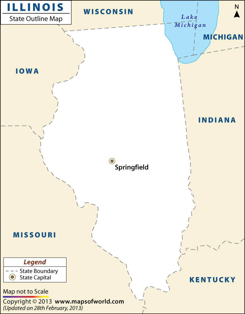 Map Of Illinois And Surrounding States Blank Map of Illinois, Illinois Outline Map