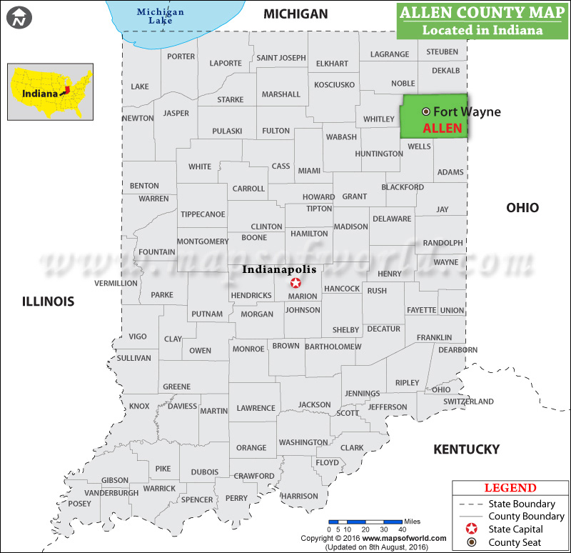 Allen County Map, Indiana