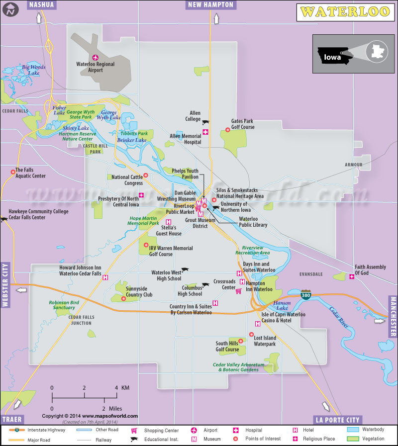 Map Of Waterloo Iowa Verjaardag Vrouw 2020