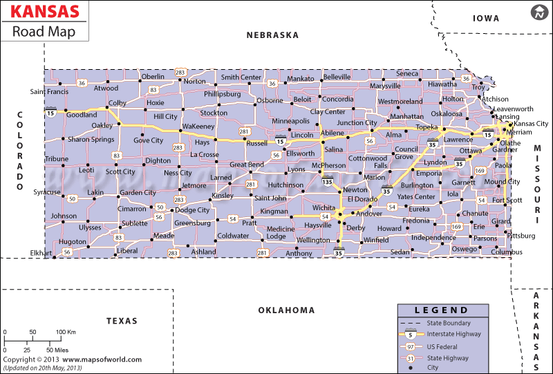 Kansas State Map With Highways