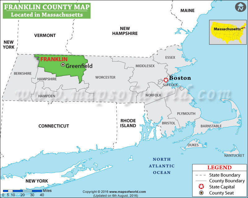 Franklin County Map, Massachusetts