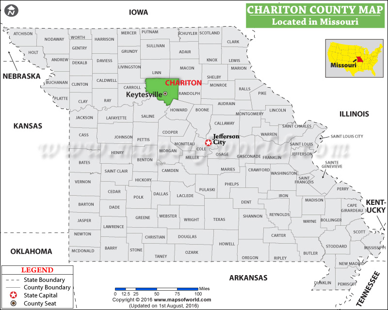 Chariton County Map, Missouri