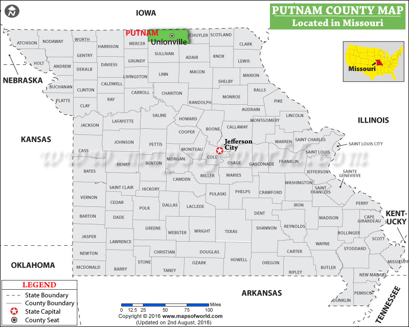 Putnam County Map, Missouri