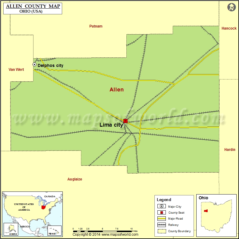 Allen County Map, Map of Allen County Ohio