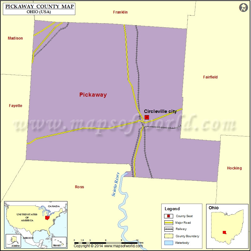 Pickaway County Map, Map of Pickaway County Ohio