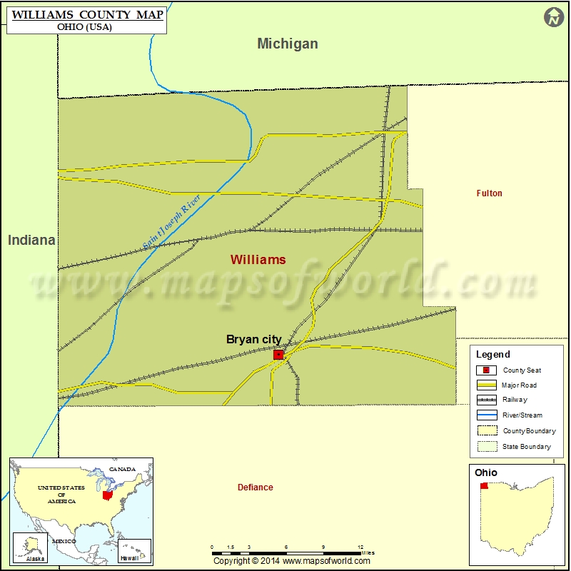 Williams County Map, Williams County Ohio
