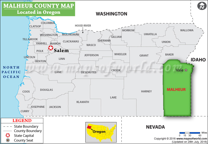 Malheur County Map, Oregon
