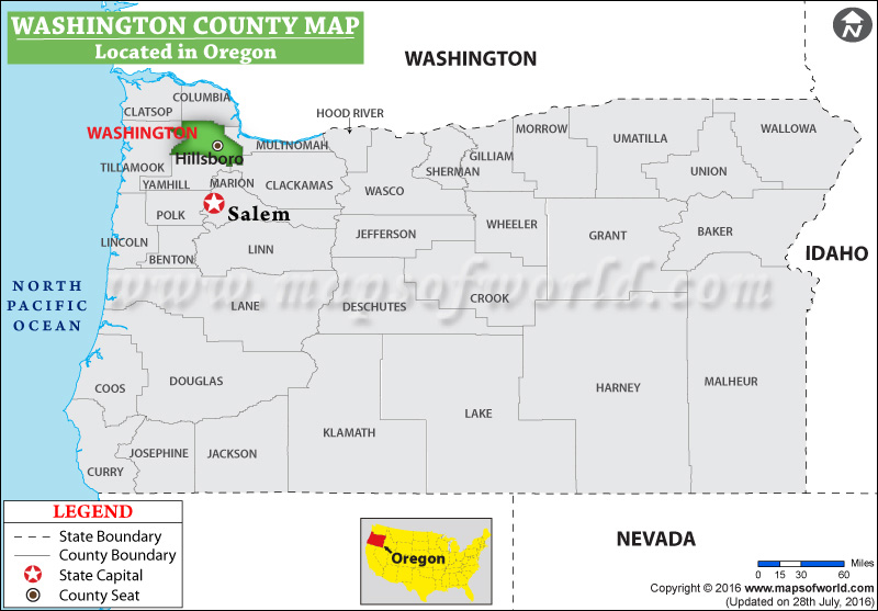 Washington County Map, Oregon