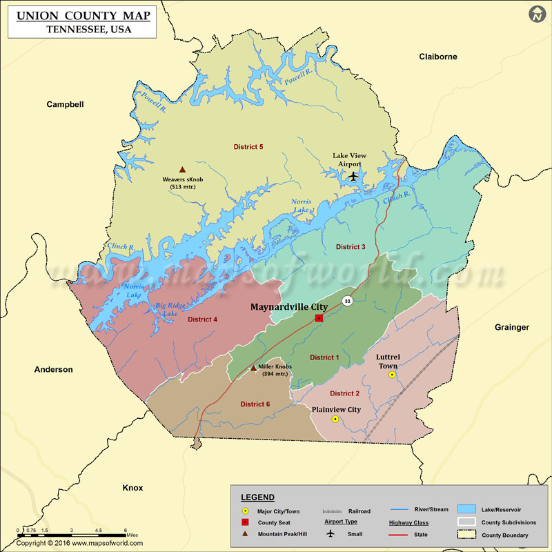 Union County Map, TN Map of Union County Tennessee