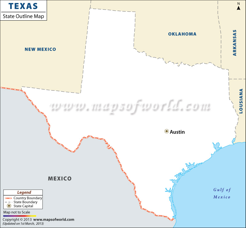 Blank Map of Texas, Texas Outline Map