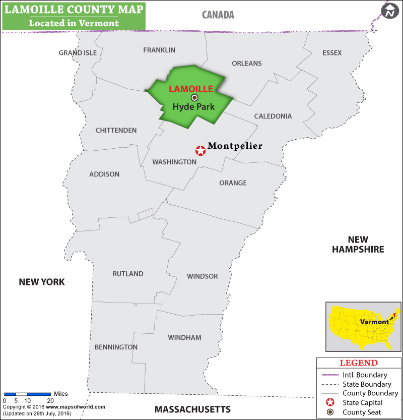 Lamoille County Map, Vermont