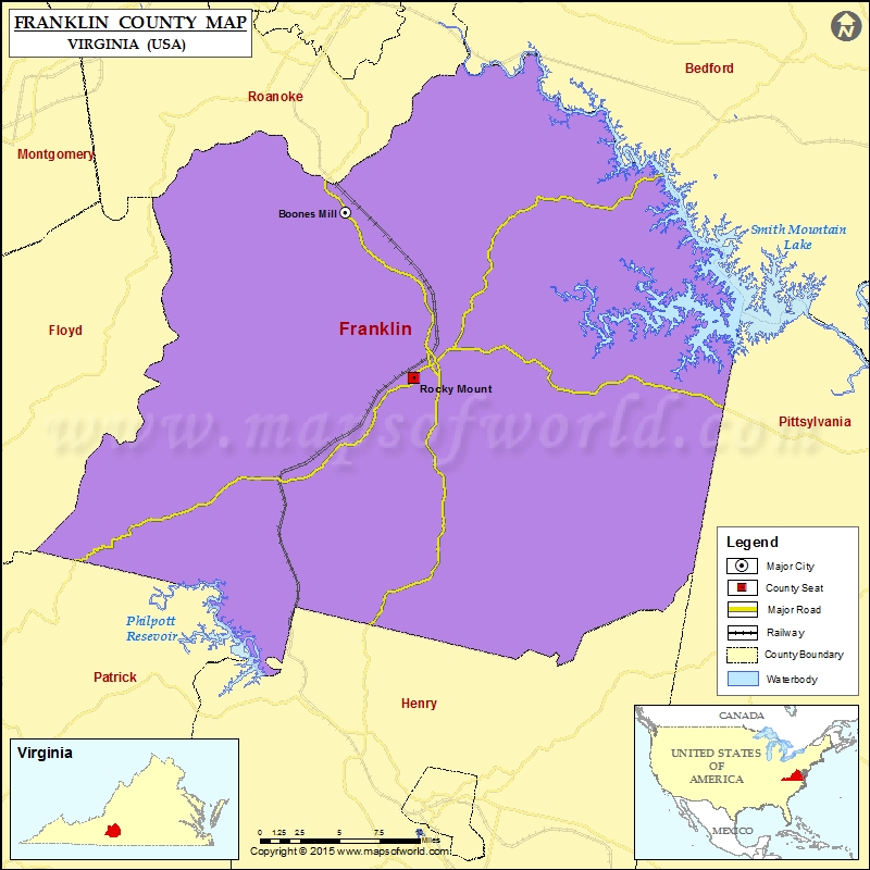 Franklin County Map, Virginia