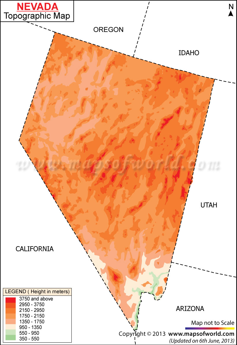 Elevation Map Of Nevada Nevada Topographic Map