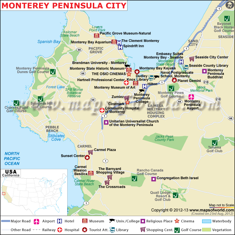 Monterey Peninsula Map City Map of Monterey Peninsula