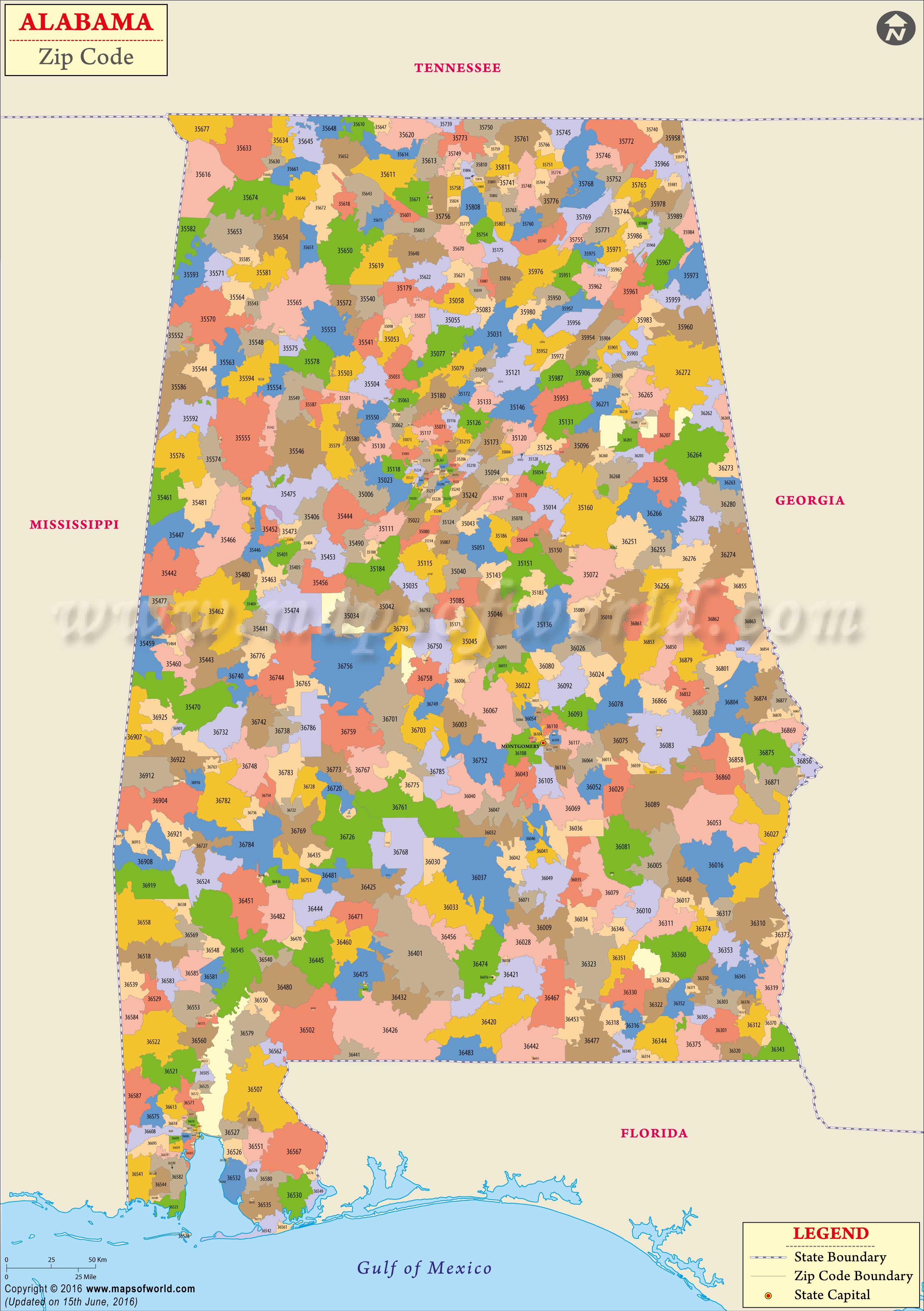 Alabama Zip Code Map, Alabama Zip Code