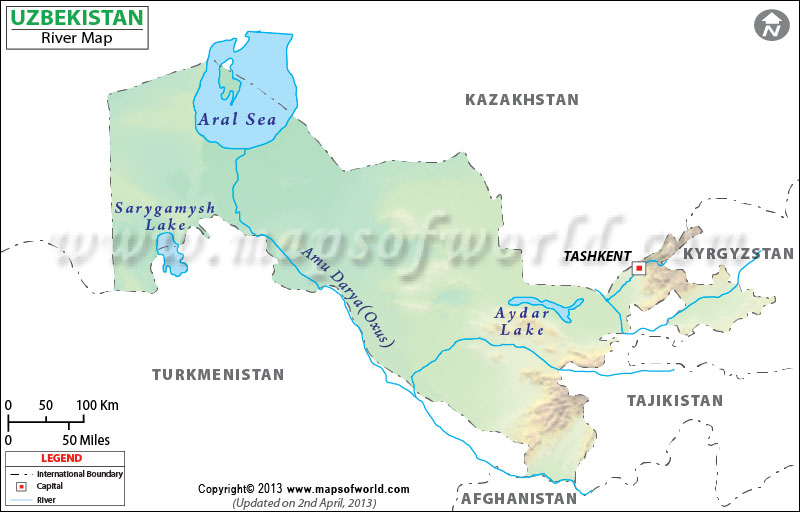 Uzbekistan River Map