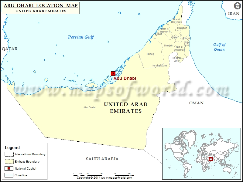 Where is Abu Dhabi Location of Abu Dhabi in United Arab Emirates Map