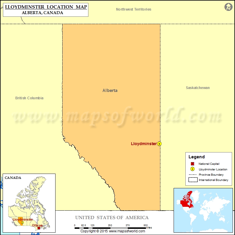 Where is Lloydminster Located in Canada Map