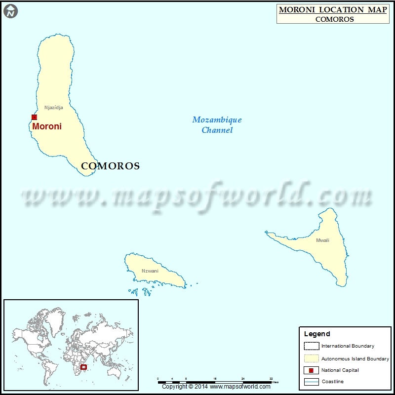 Where is Moroni Location of Moroni in Comoros Map
