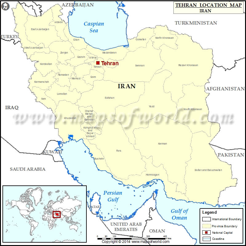 Where is Tehran Location of Tehran in Iran Map