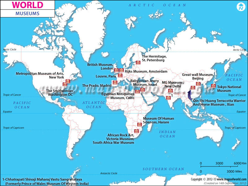World Museums Map, Famous Museums in the World