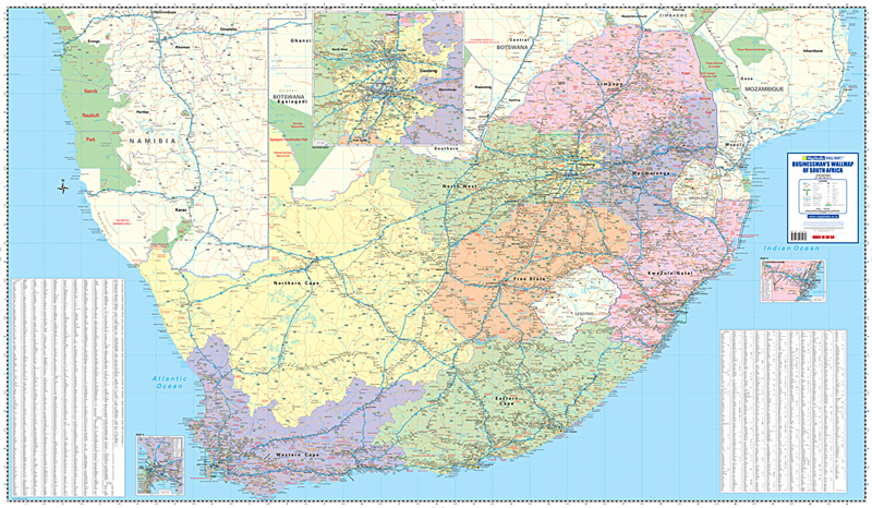 Wall Map Of South Africa Businessman's Wall Map South Africa - Mapstudio