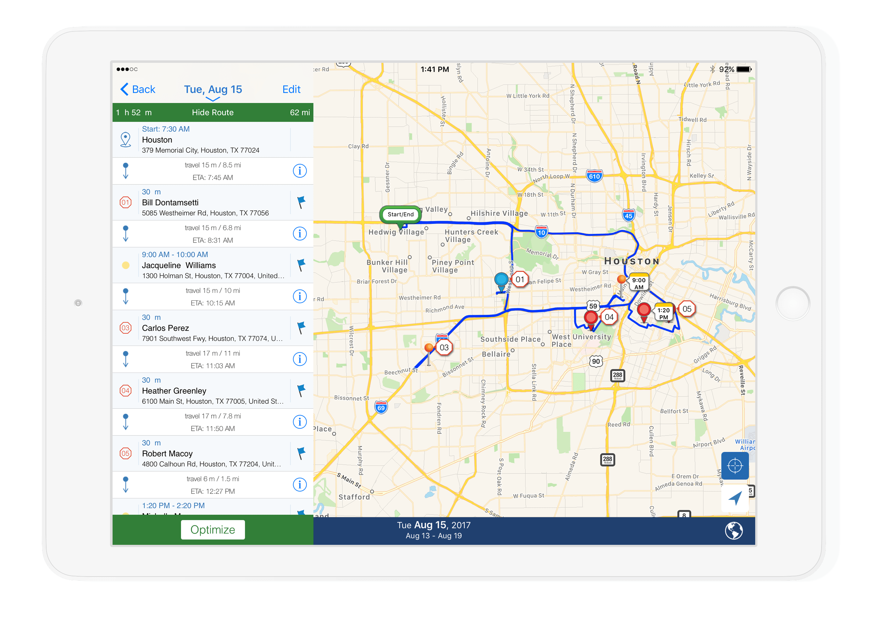 iPad_routeplan Mapview (formerly Sales Navigator) Route Planner