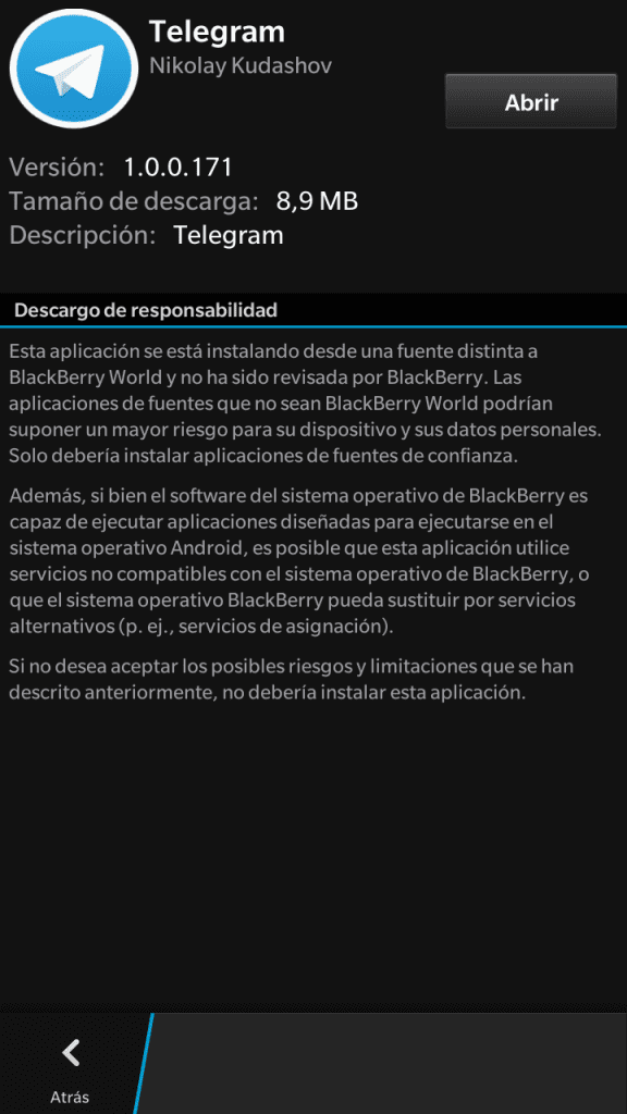 Snap (Google Play) para BlackBerry 10 en Blackberry Z30